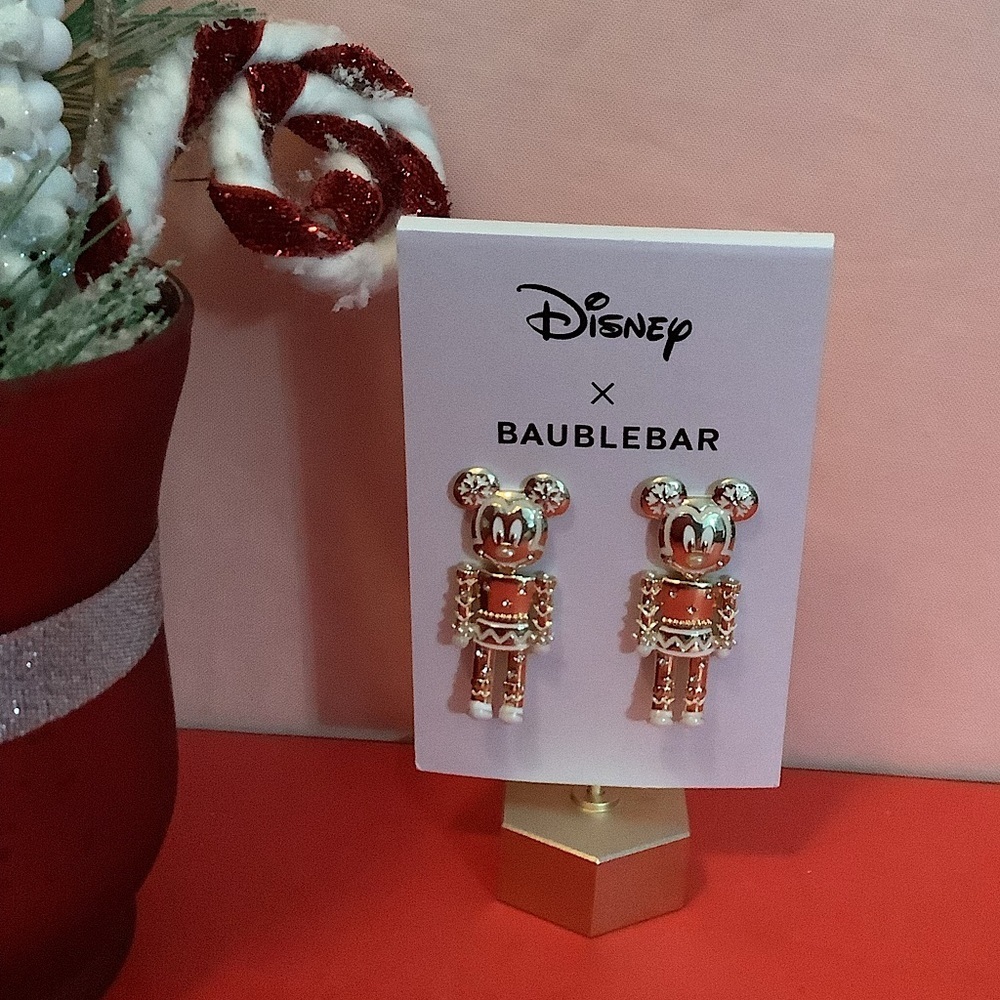 BaubleBar x Disney Mickey Mouse Gold Nutcracker Earrings New - Picture 2 of 5